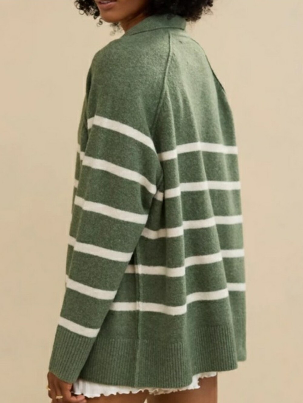 Aerie UnReal Oversized Striped Rugby Polo Sweater - Picture 2 of 7